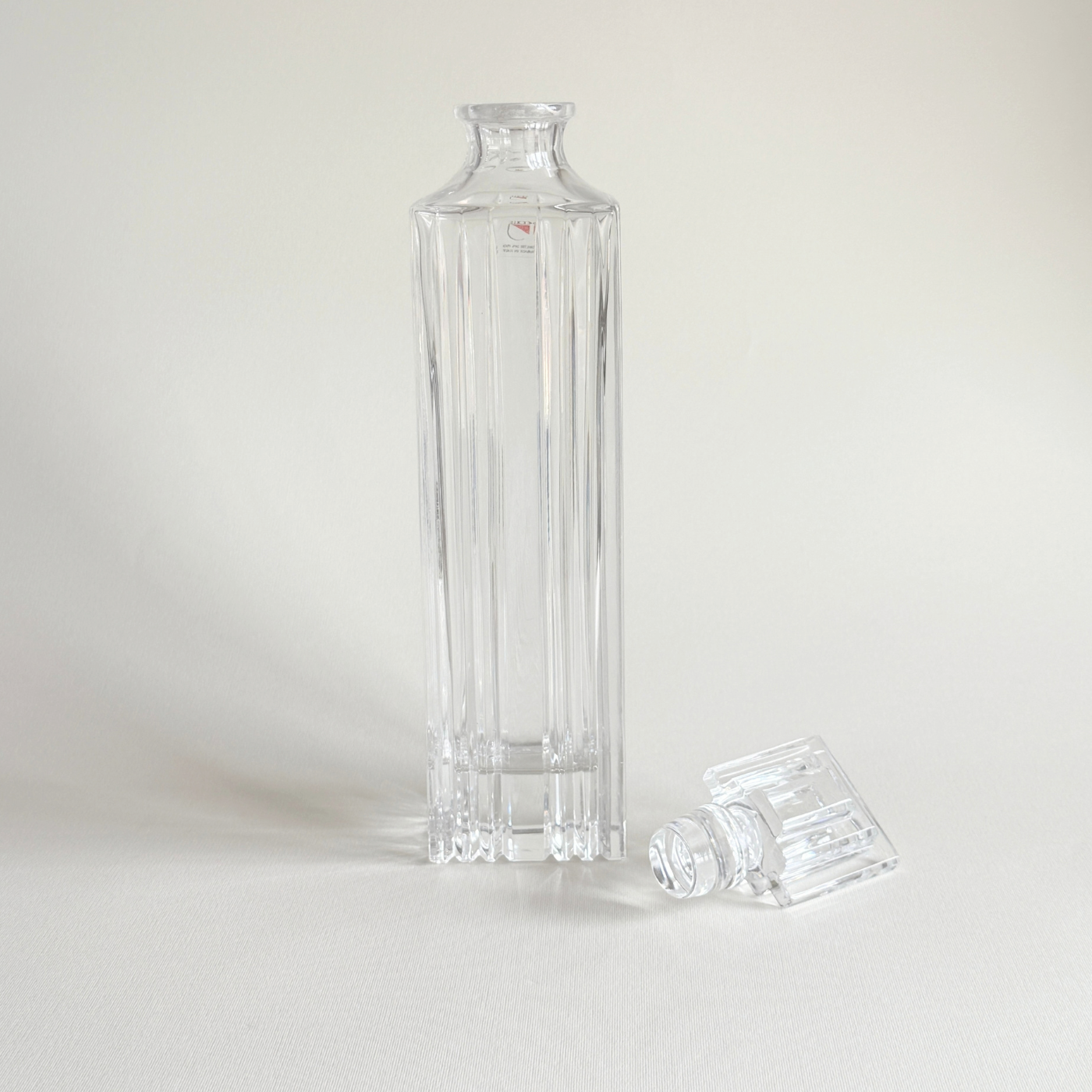 Art Deco style crystal decanter by Colle in clear glass, 1 litre, Pre-Loved barware