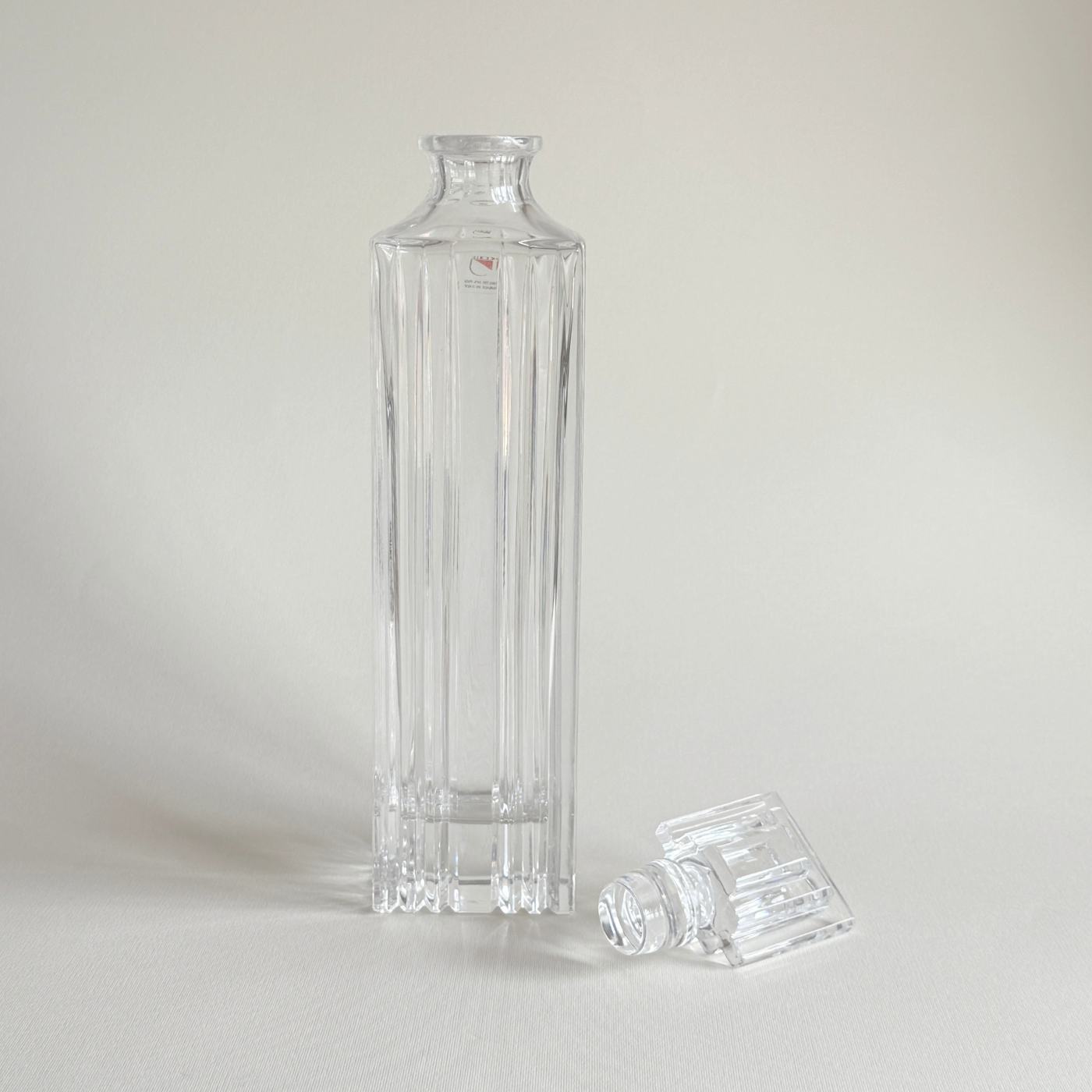Clear glass Art Deco decanter by Colle, 1 L crystal carafe, Pre-Loved, L'Officina General Store