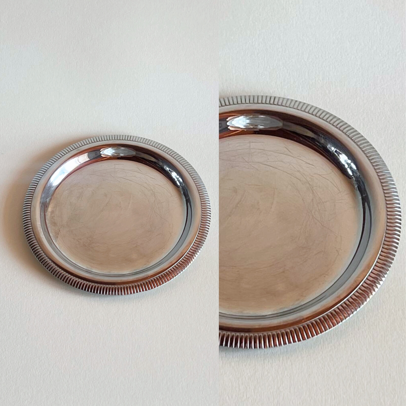 2 silver bottle coasters