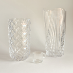 Tall clear Cristal d'Arques Combourg crystal vase, made in France, 29.5 cm, alternate view