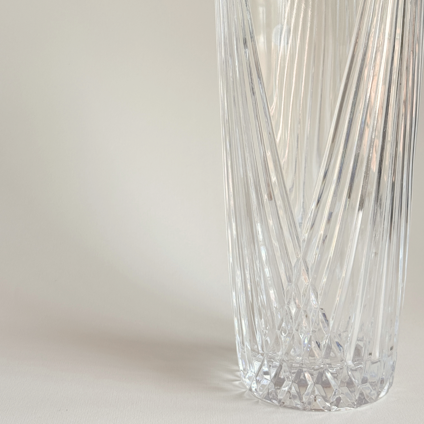Tall clear Cristal d'Arques Combourg crystal vase, made in France, 29.5 cm, alternate view