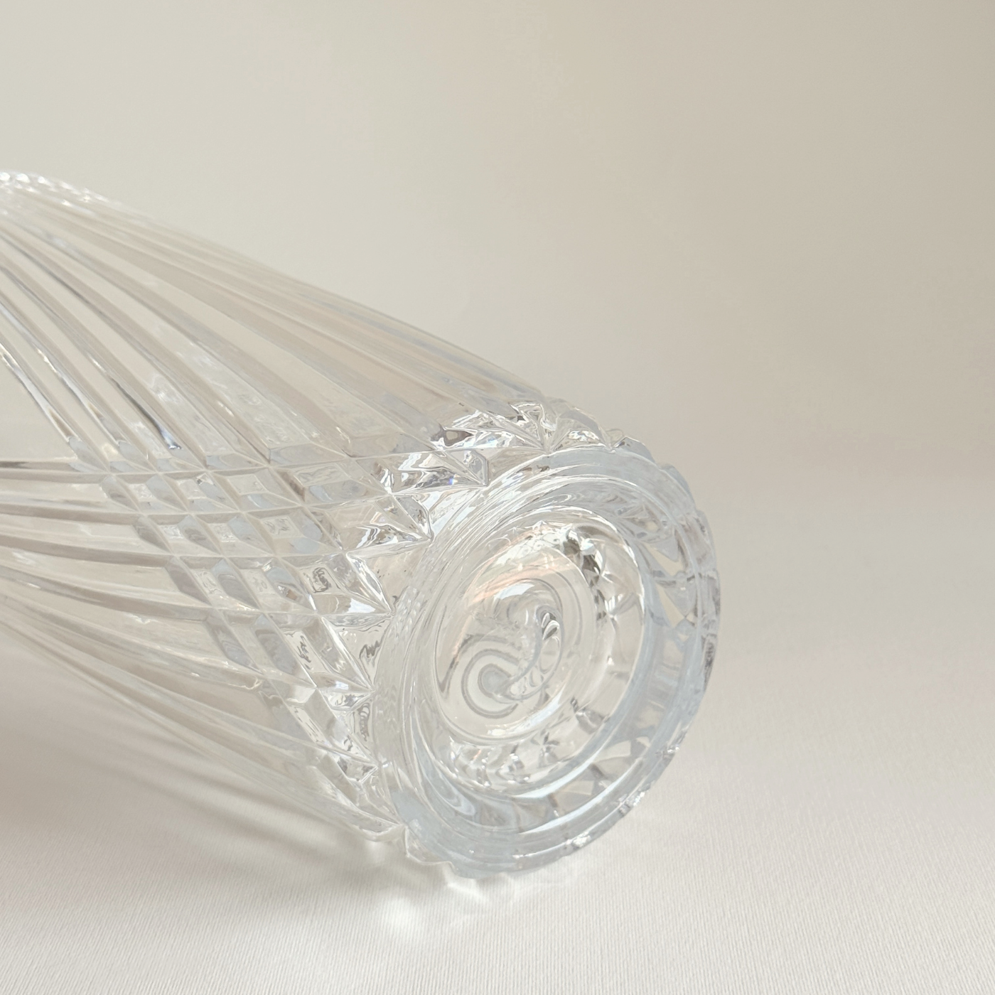 Tall clear Cristal d'Arques Combourg crystal vase, made in France, 29.5 cm, alternate view