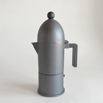 Aldo Rossi La Cupola coffee maker for Alessi, grey textured aluminium with matte black handle