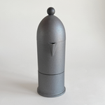 Grey aluminium Alessi coffee maker, La Cupola dome lid and matte black handle, 6-cup capacity