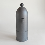 Grey aluminium Alessi coffee maker, La Cupola dome lid and matte black handle, 6-cup capacity