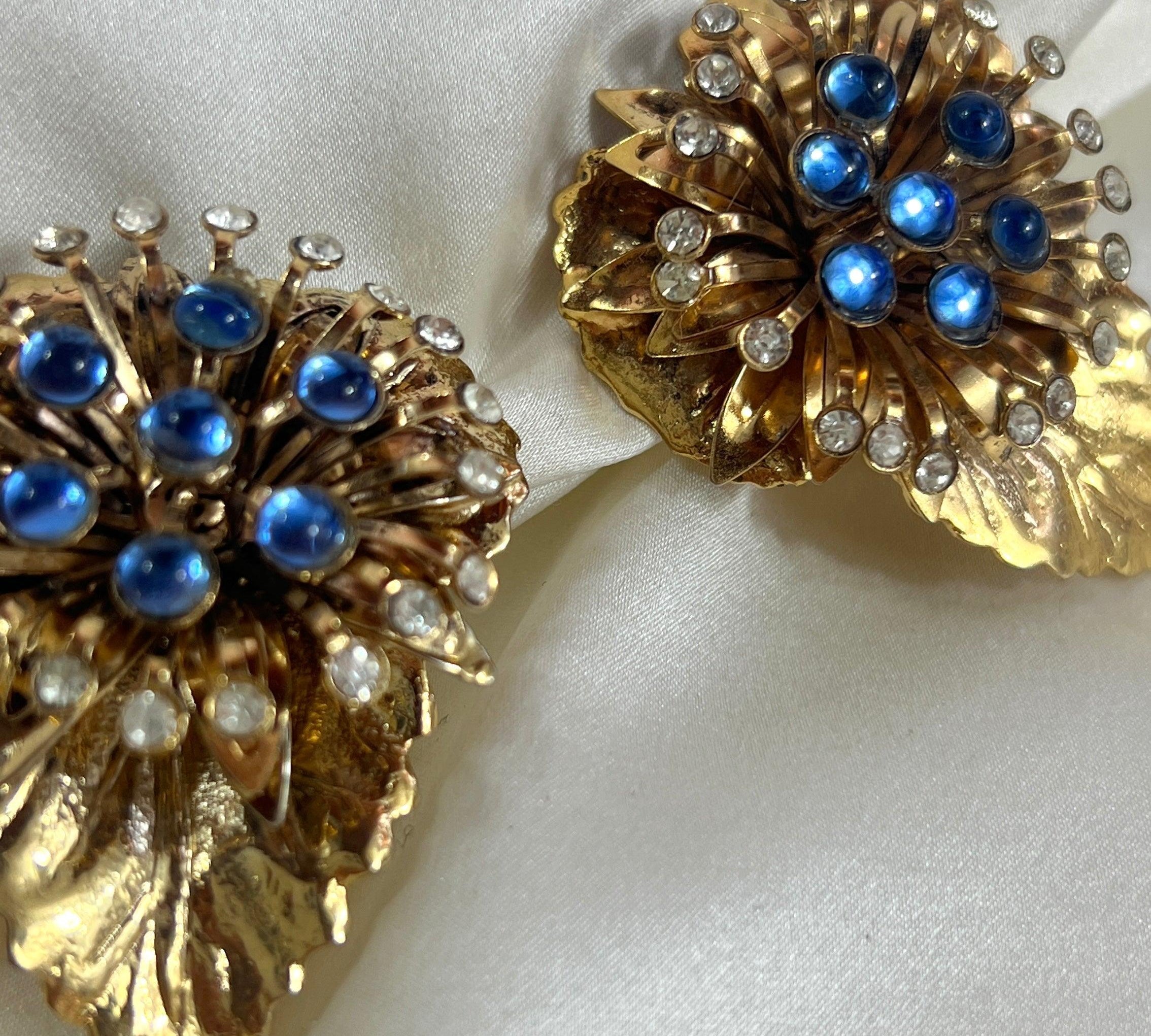 Golden and Crystal leaf earrings - L'Officina General Store