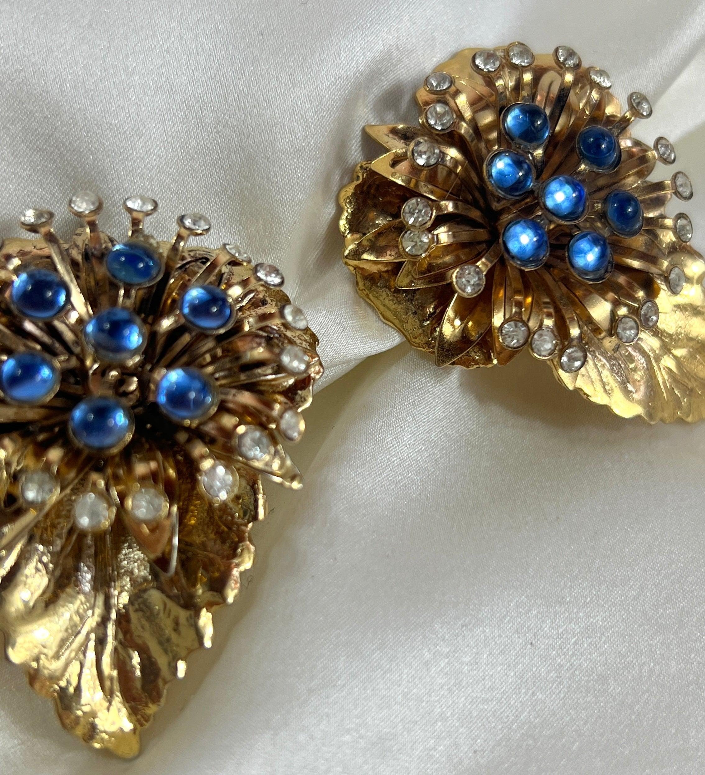 Golden and Crystal leaf earrings - L'Officina General Store