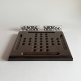 Vintage 1970s Dal Negro wooden board game, Chinese solitaire, 23.5 x 23.5 cm