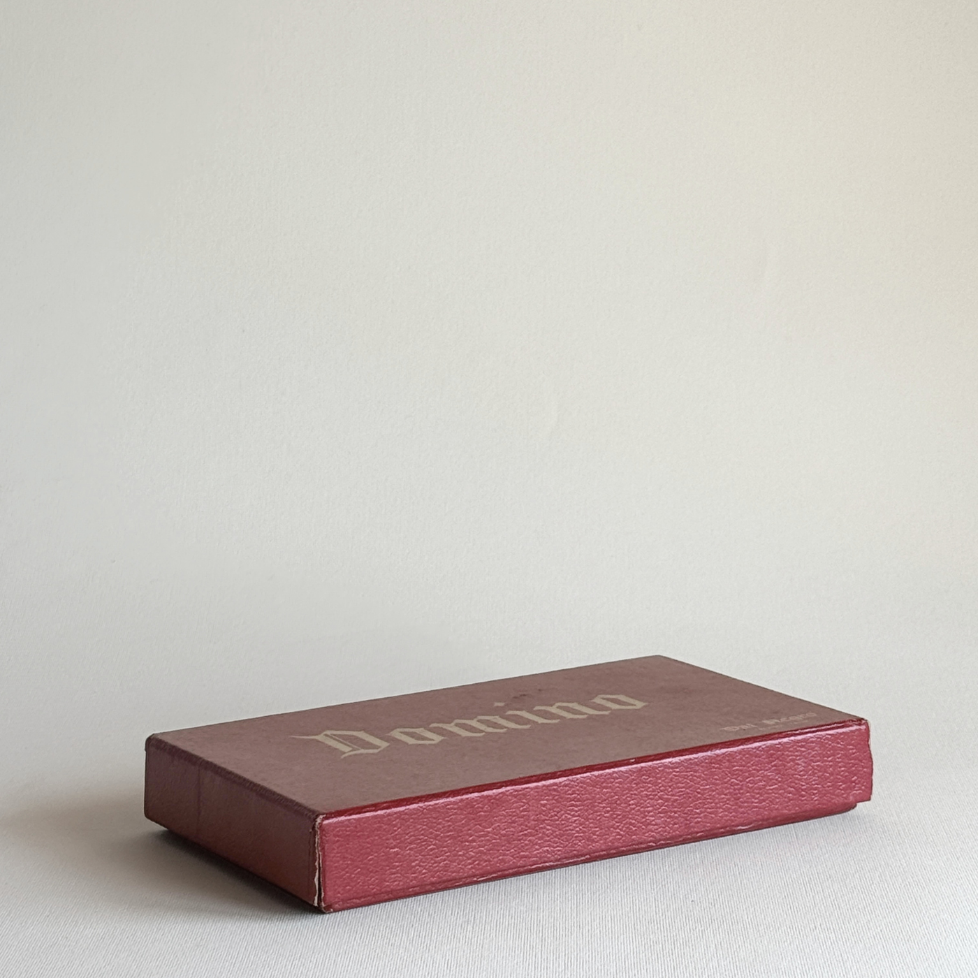 Red presentation box of a Dal Negro domino set, original 1980s Italian packaging, Pre-Loved, L'Officina