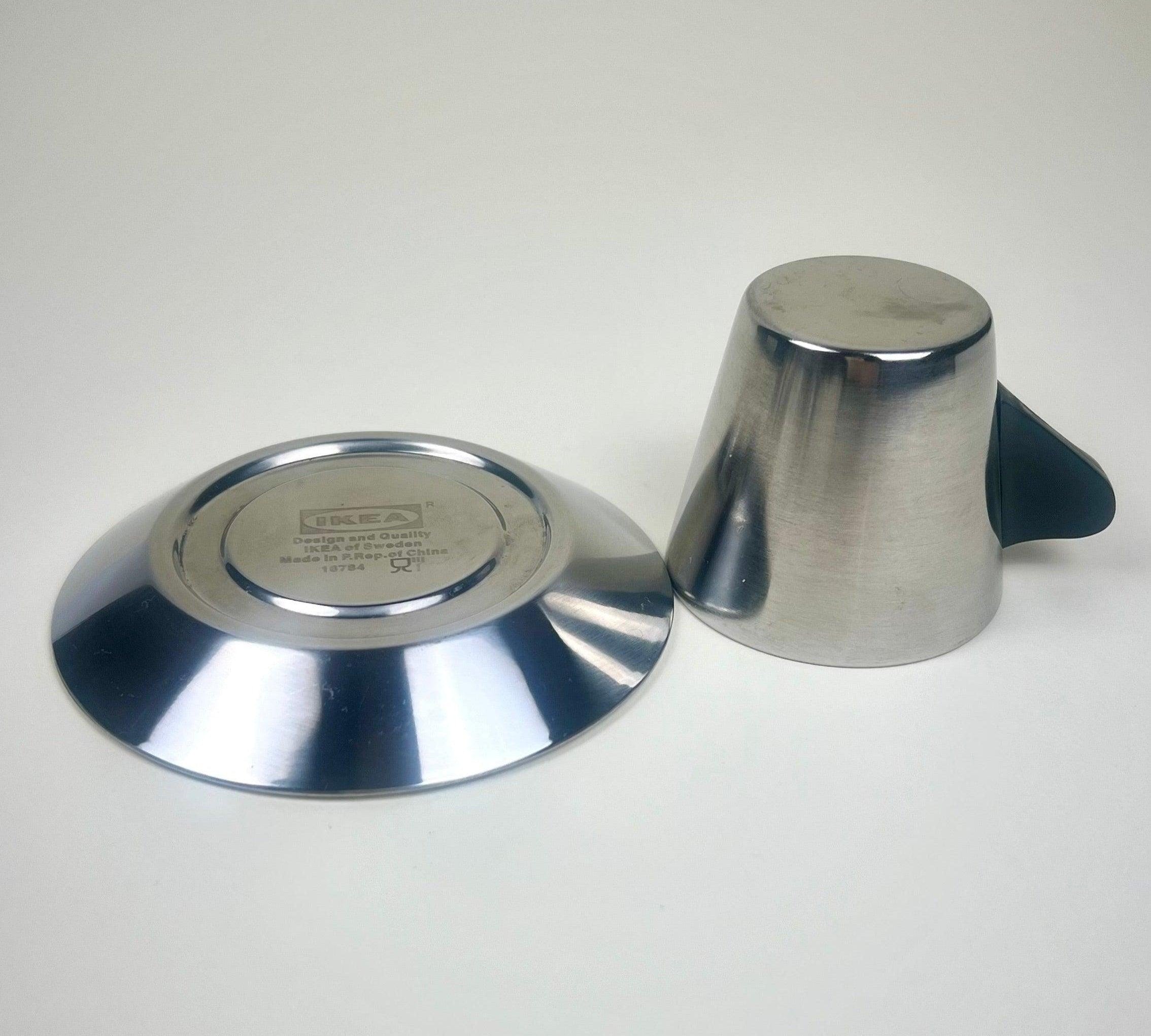 IKEA Metal Espresso cup and Saucer I Stainless steel I model 16784 - L'Officina General Store