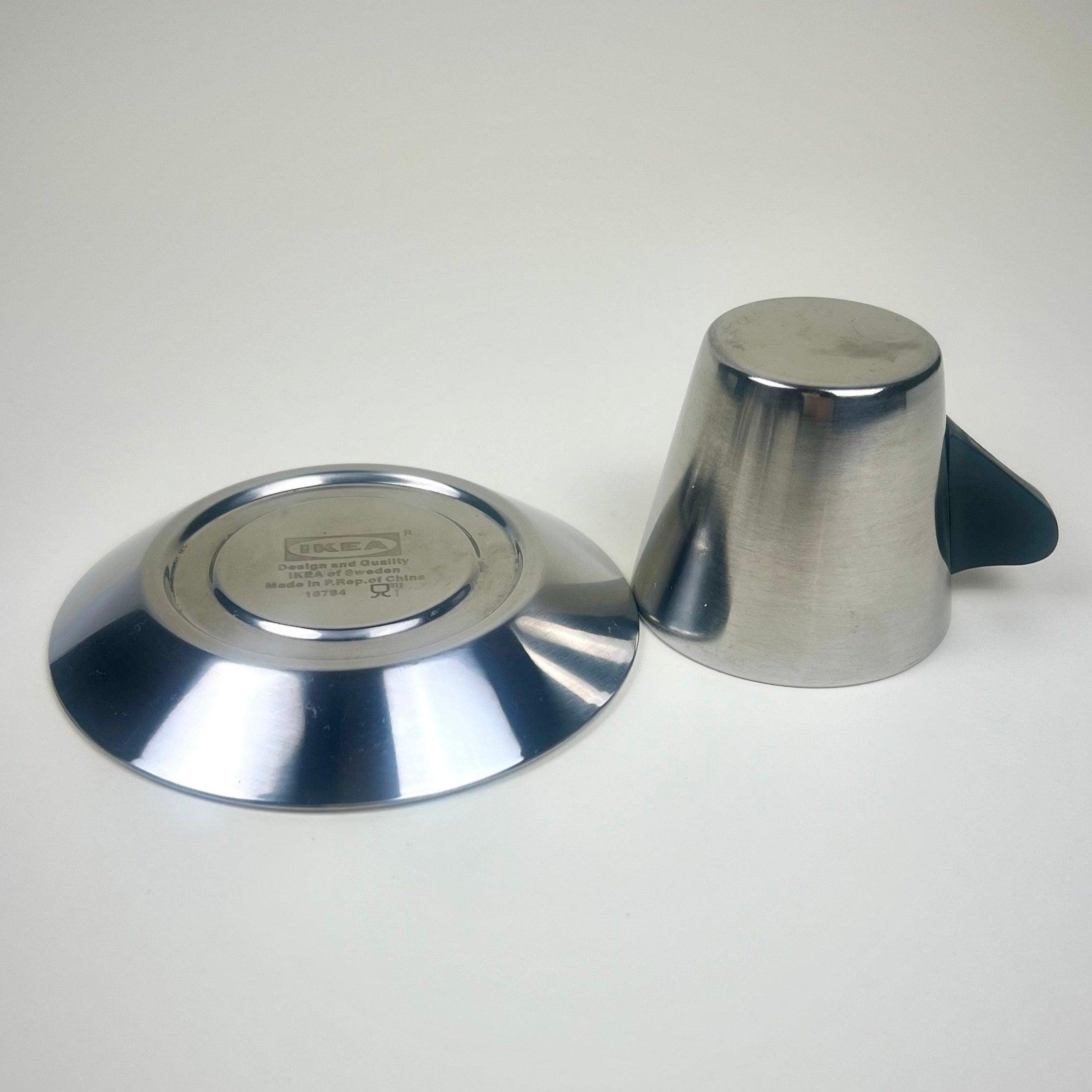 IKEA Metal Espresso cup and Saucer I Stainless steel I model 16784 - L'Officina General Store