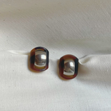 Tortoise shell and Metal Clip Earrings
