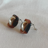 Tortoise shell and Metal Clip Earrings