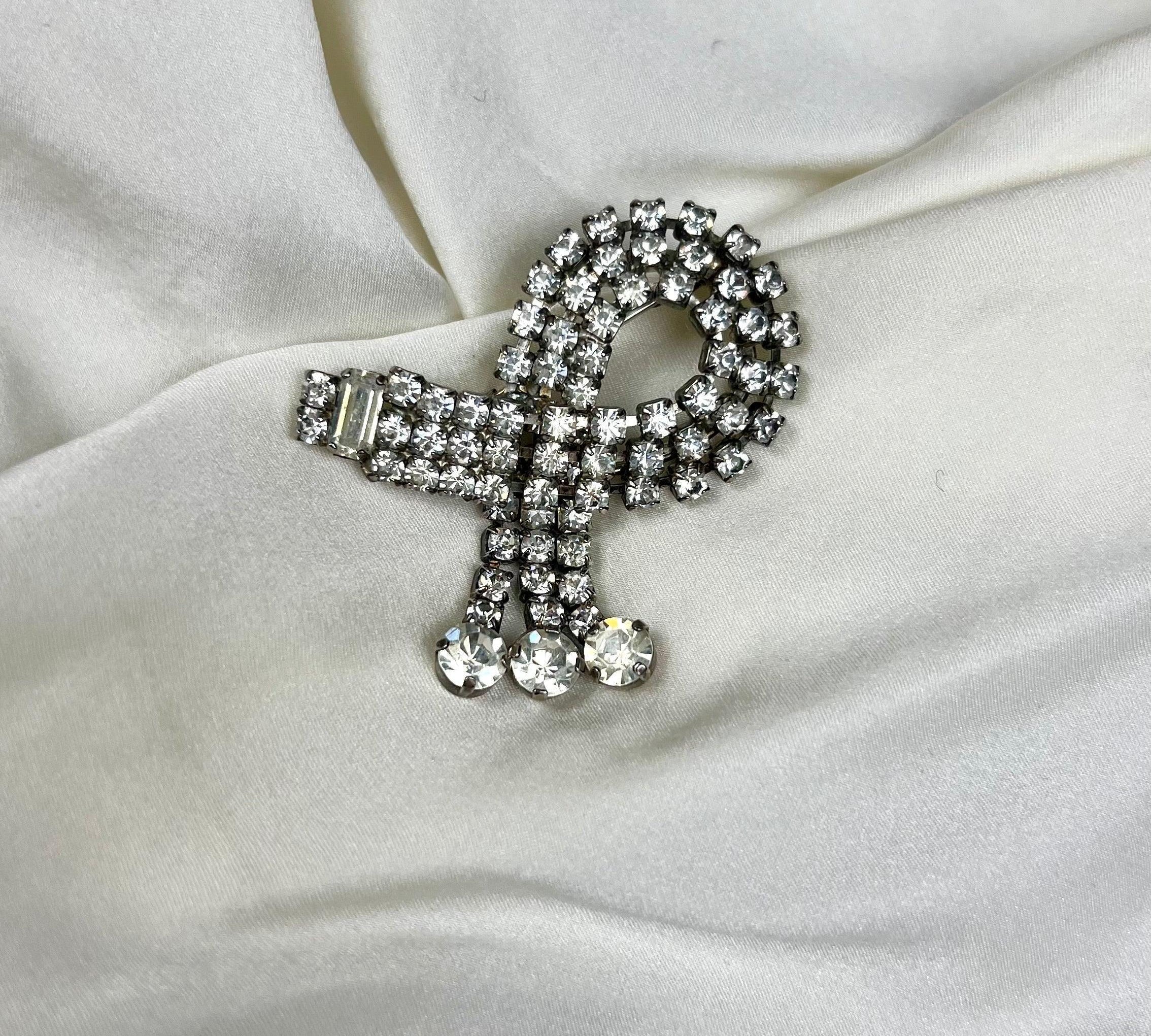 SILVER & RHINESTONE BROOCH I 1930s vintage - L'Officina General Store