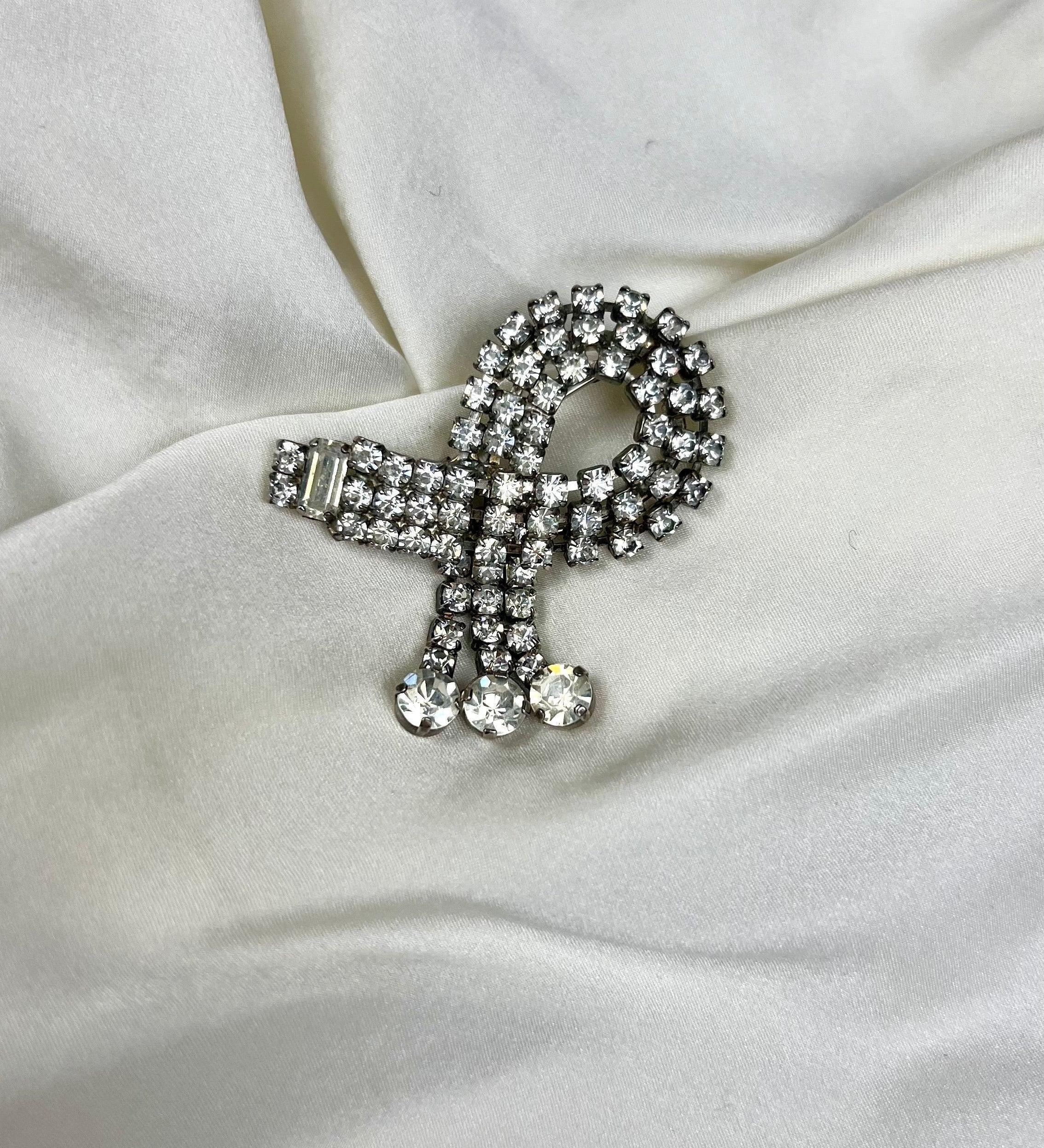 SILVER & RHINESTONE BROOCH I 1930s vintage - L'Officina General Store