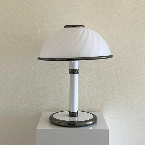 Fabbian for Mazzega Murano Mushroom Lamp | Opaline Swirl · 1980s, 1980s — L'Officina General Store