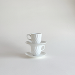 Fontebasso Treviso white porcelain espresso cups with swirl design