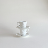 Fontebasso Treviso white porcelain espresso cups with swirl design