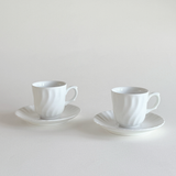 Fontebasso Treviso white porcelain espresso cups with swirl design