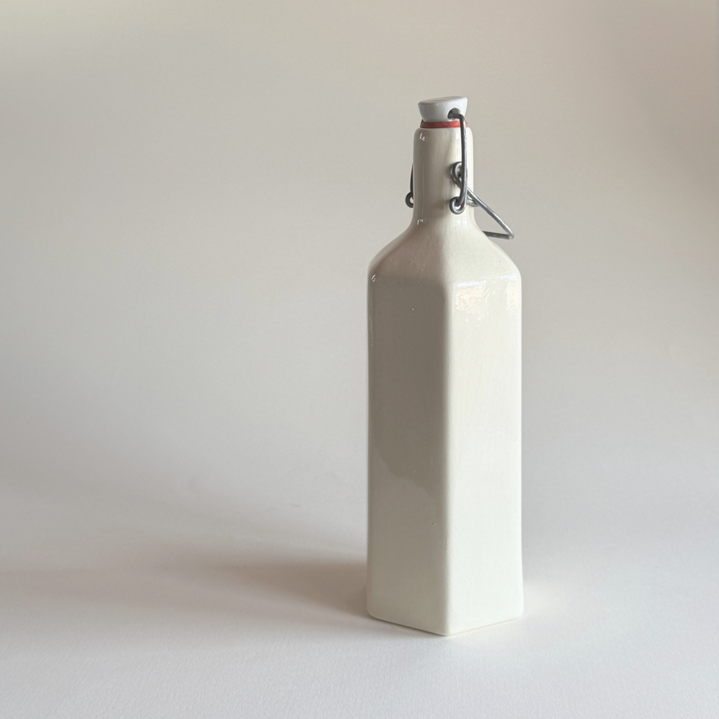 French Stoneware Bottle — Neutral Stoneware, France, 1950s
