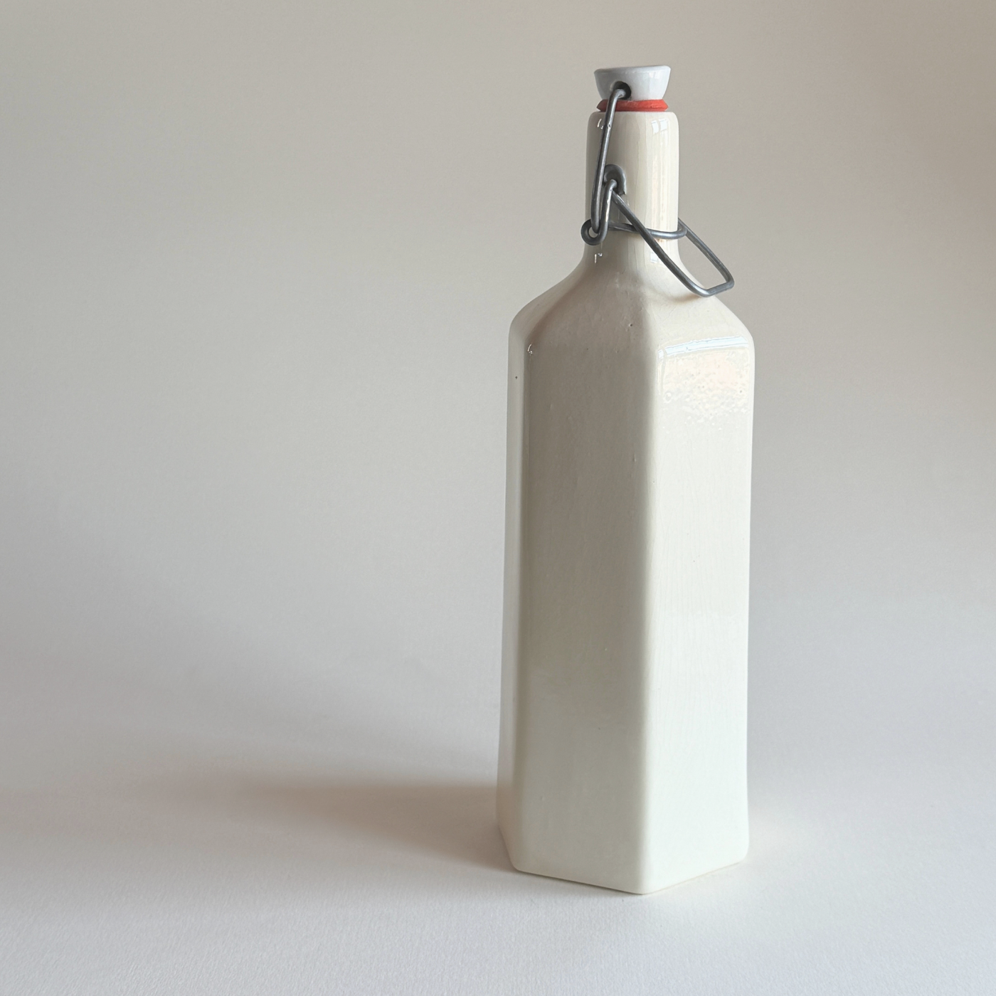 French Stoneware Bottle — Neutral Stoneware, France, 1950s