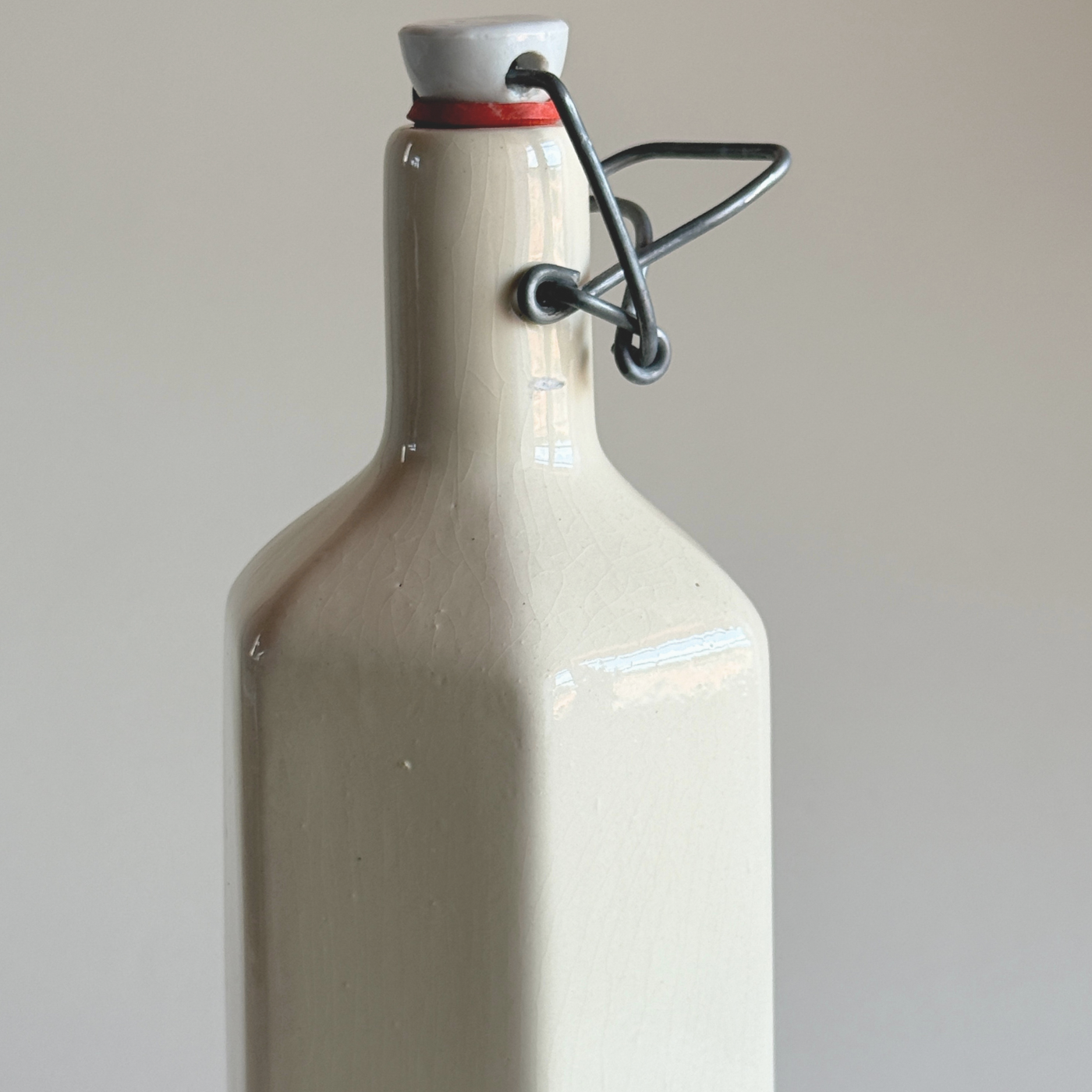 French Stoneware Bottle — Neutral Stoneware, France, 1950s