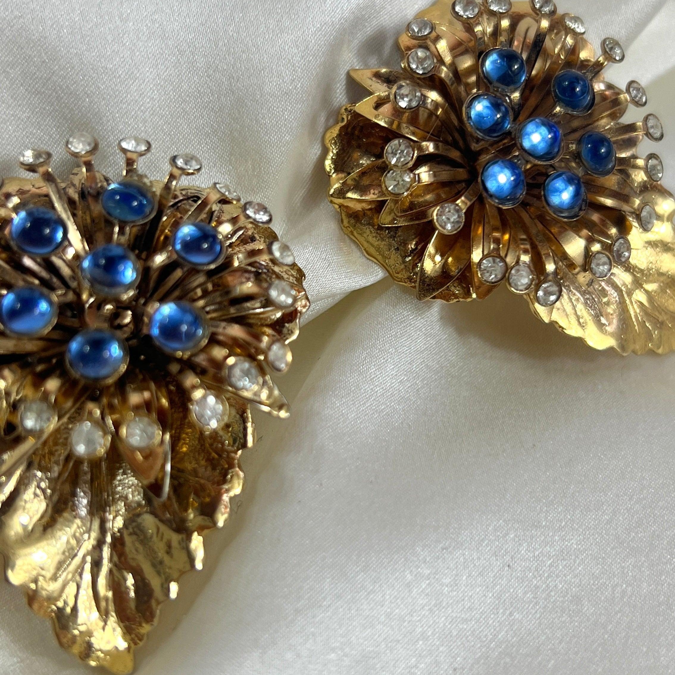 Golden and Crystal leaf earrings - L'Officina General Store