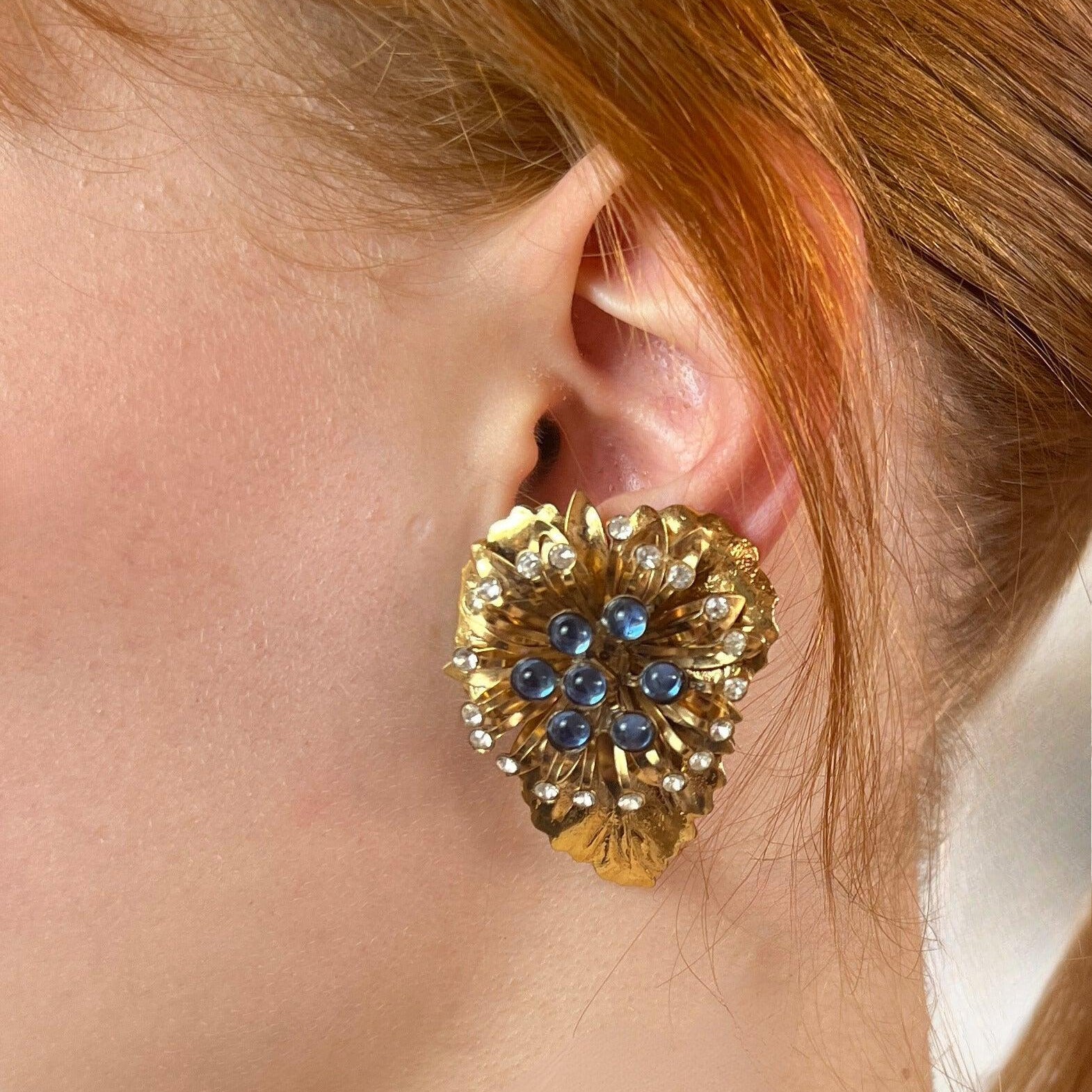 Golden and Crystal leaf earrings - L'Officina General Store