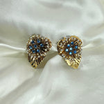 Golden and Crystal leaf earrings - L'Officina General Store