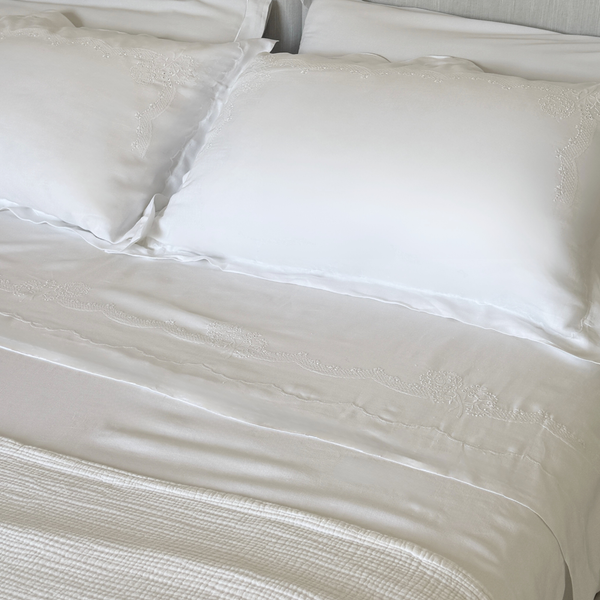 Set da Letto King in Cotone Ricamato a Mano – 1 Lenzuolo & 2 Federe — L'Officina General Store