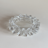 Heavy clear glass ashtray and catch-all, wave detail, 1980s Italian
