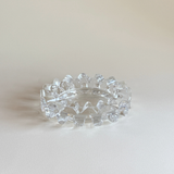 Heavy clear glass ashtray and catch-all, wave detail, 1980s Italian