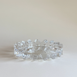 Heavy clear glass ashtray and catch-all, wave detail, 1980s Italian