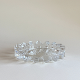 Heavy clear glass ashtray and catch-all, wave detail, 1980s Italian