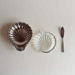 Silver metal butter dish in vintage Italian design