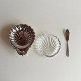 Silver metal butter dish in vintage Italian design