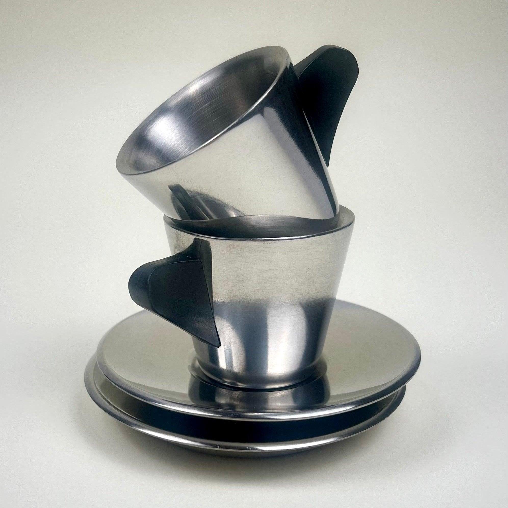 IKEA Metal Espresso cup and Saucer I Stainless steel I model 16784 - L'Officina General Store
