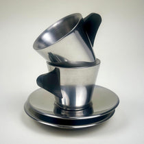 IKEA Metal Espresso cup and Saucer I Stainless steel I model 16784 - L'Officina General Store