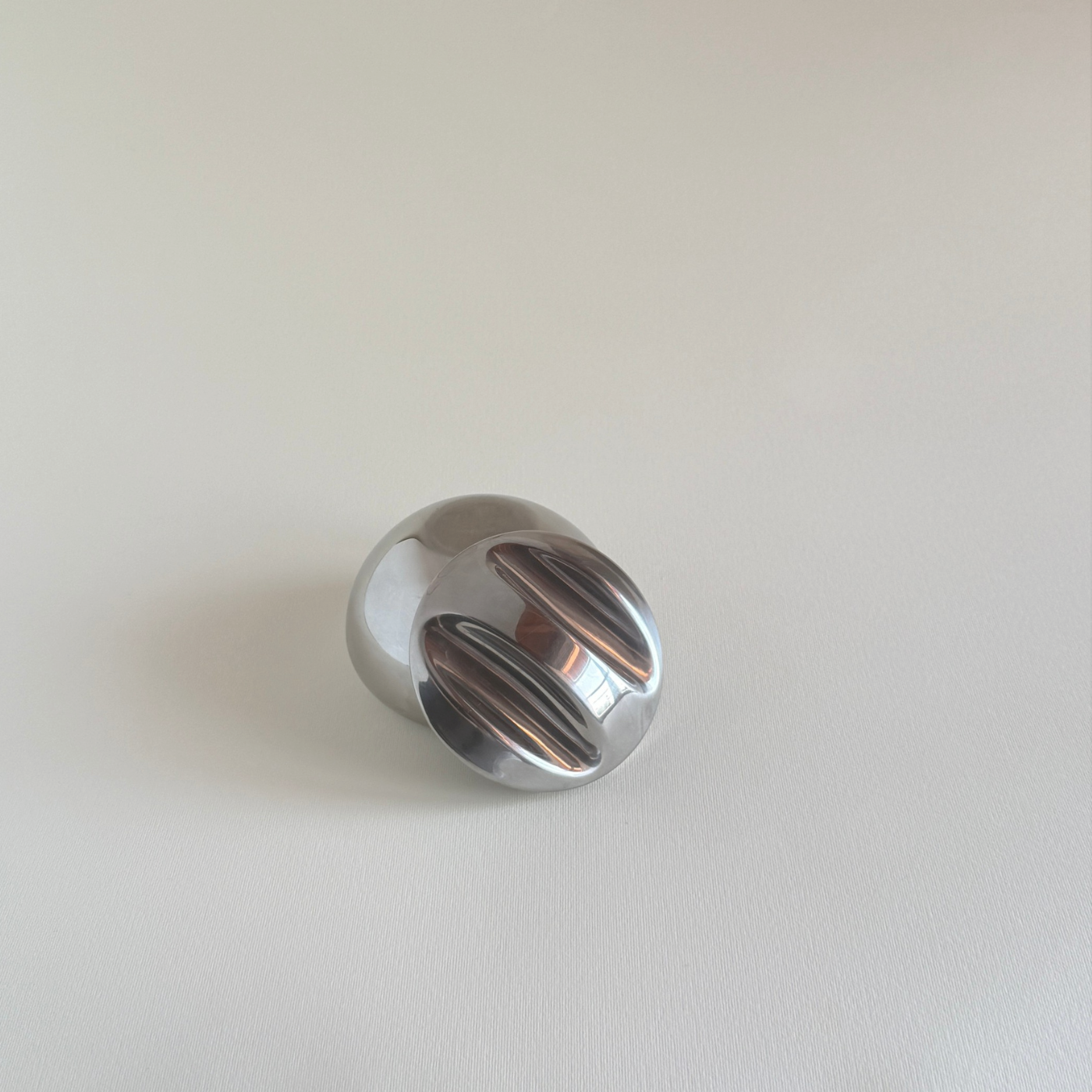 Vintage IMCO stainless steel sugar bowl, rounded body, side view