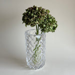 Clear Orrefors lead crystal vase, heavy tapered shoulder shape signed by Berit Johansson, Swedish