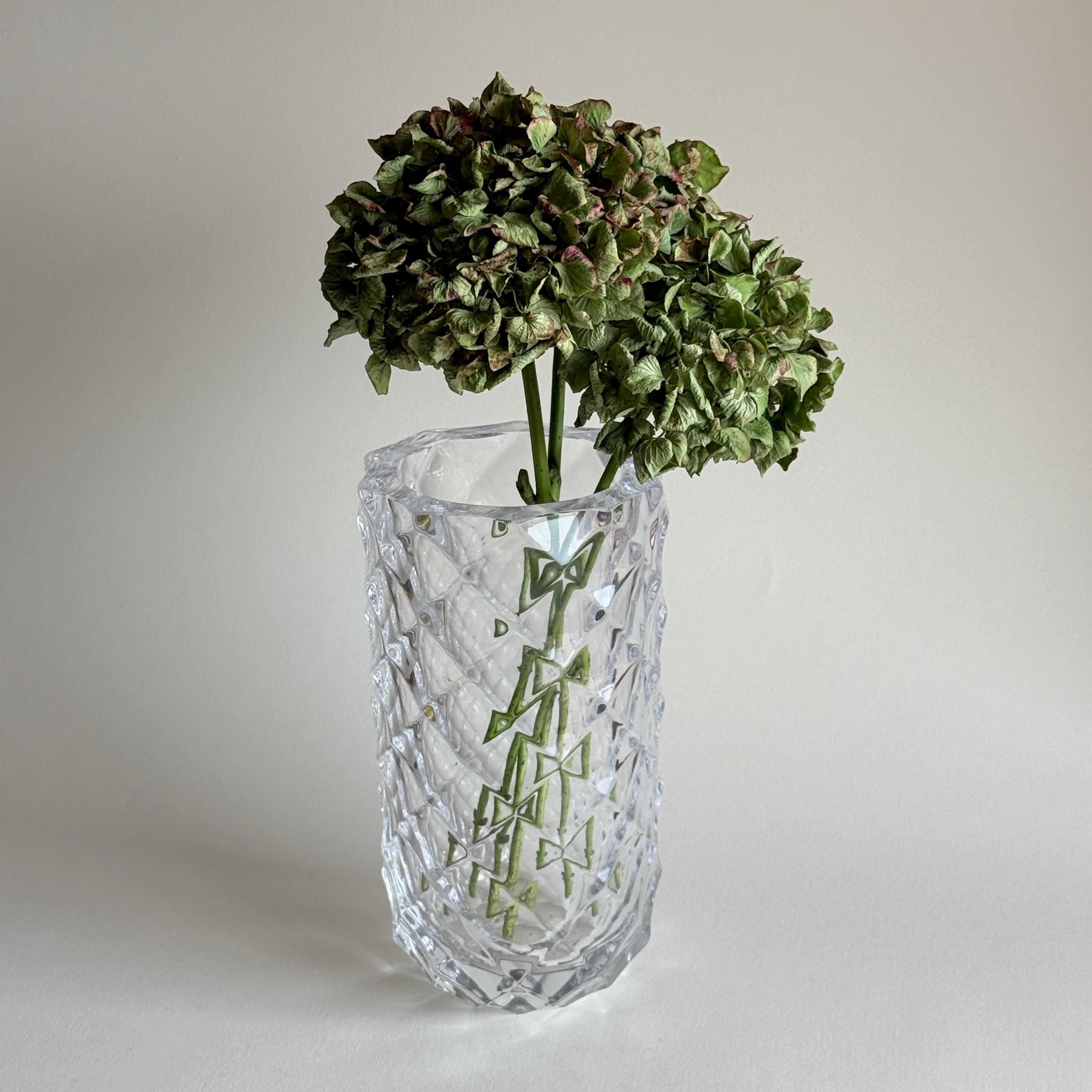 Clear Orrefors lead crystal vase, heavy tapered shoulder shape signed by Berit Johansson, Swedish