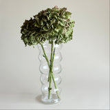 Clear rippled glass vase from L'Officina, tall flared form with vertical ribbing, 30 cm, 1 kg