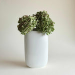 White Bavarian porcelain vase by Scherzer, rectangular shape with softly rounded edges, 25 cm
