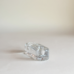 Iittala Finnish glass candle holder, flat stable base of the clear pressed glass two-candle form
