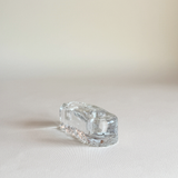 Iittala Finnish glass candle holder, flat stable base of the clear pressed glass two-candle form