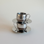 IMCO stainless steel espresso cups with saucers