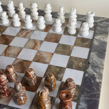Italian 1970s Carrara Marble & Onyx Chess Set XL