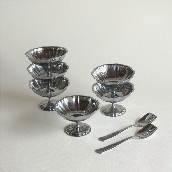 Jean Couzon Metal Cups I Set of 6 with spoons I Regence