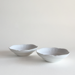 Bavarian porcelain bowls — stacked view showing set of 2 and white relief detail