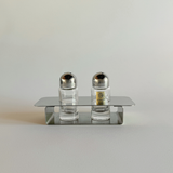 Kristall Krisla Crystal and Chrome I Salt and Pepper shakers